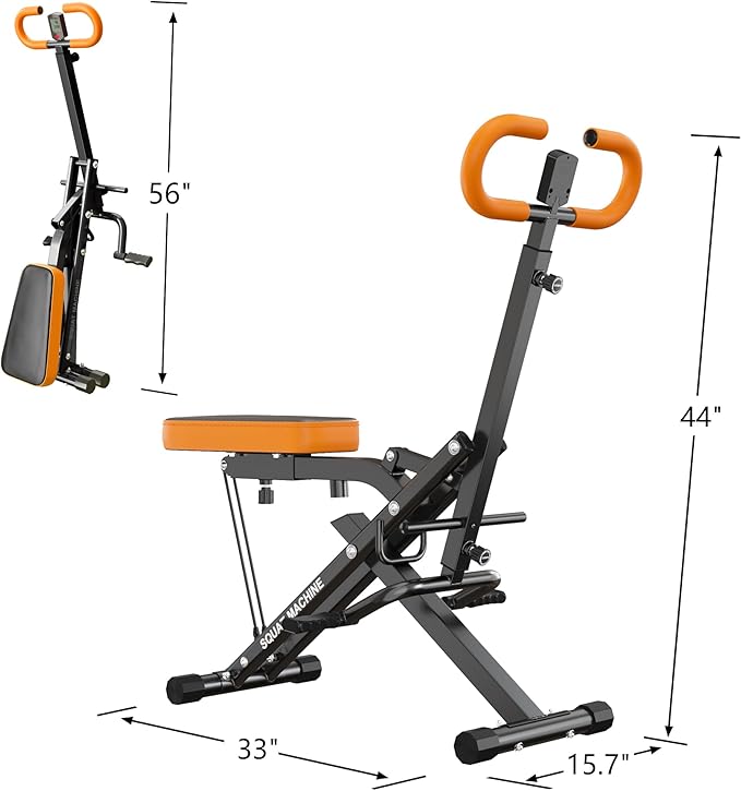 SogesPower Squat Machine for Home Gym, Squat Rowing Machine with Adjustable Resistance and Optional Full Motion, Squat Assist Trainer for Glutes & Legs Workout, Up to 330lbs