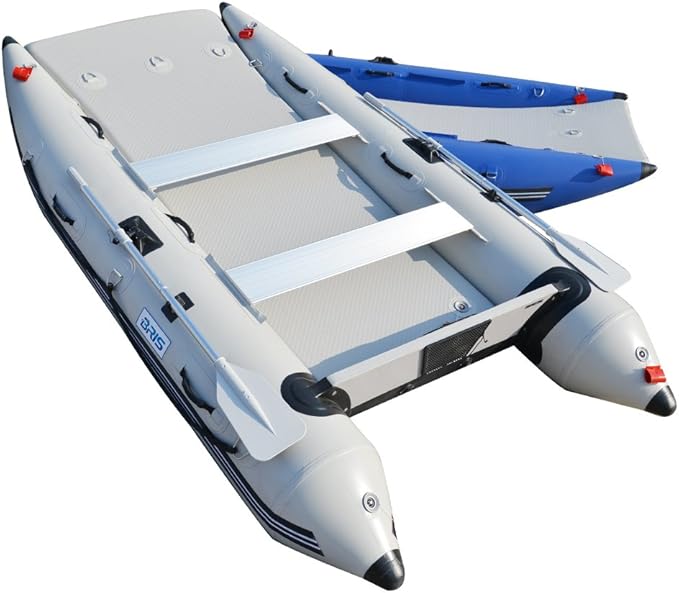 BRIS 11 ft Inflatable Catamaran Inflatable Boat Inflatable Dinghy Mini Cat Boat Gray