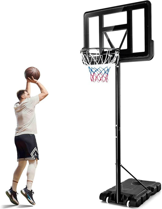 Giantex Portable Basketball Hoop Outdoor, 4.25-10ft Height Adjustable Basketball Goal System w/ 43.5" Shatterproof Backboard, Fillable Base, Indoor Basketball Hoop for Kids/Adults/Backyard/Driveway