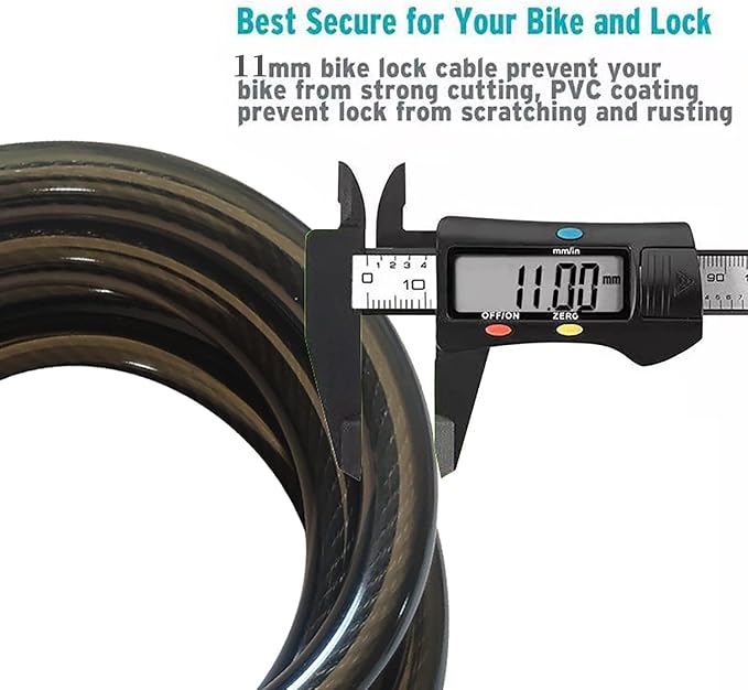Bike Lock Cable, 4-Digit Combination With Metal Lock Head, Resettable, 2 Feet x 0.45 in, for Bicycle, Scooter, Skateboard, Motorcycle, E-Bike (Black)