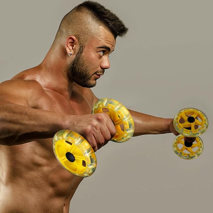 Kisangel Exercise Roller Weight Loss Equipment Exercise Abdominal Roller Ab Exercise Roller Hand Weights Dumbbell Yellow Fitness Exercise Device Fitness Wheel Wire Wheel