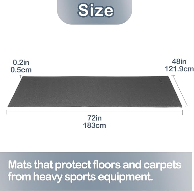 Treadmill Mat for Exercise Equipment – 72" x 48" Rubber Floor Protector Mat for Home Gym, Bike, Rowing Machine – Anti-Slip PVC, Easy to Clean, Workout or Garage Gym Flooring