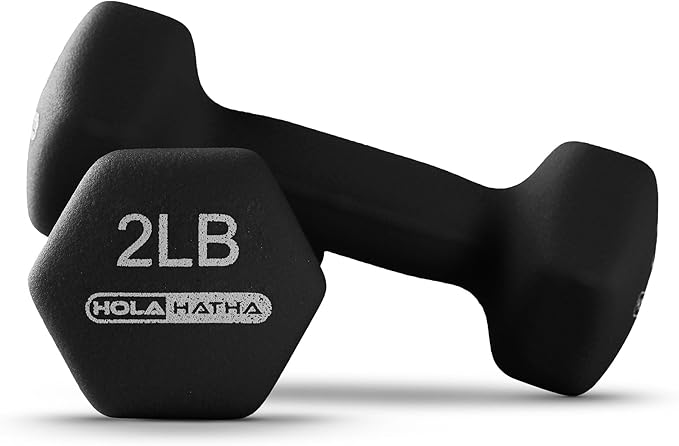 HolaHatha 2, 3, 5, 8, and 10 Pound Neoprene Dumbbell Free Hand Weight Set with Rack, Ideal for Home Exercises to Gain Tone and Definition, Pastel