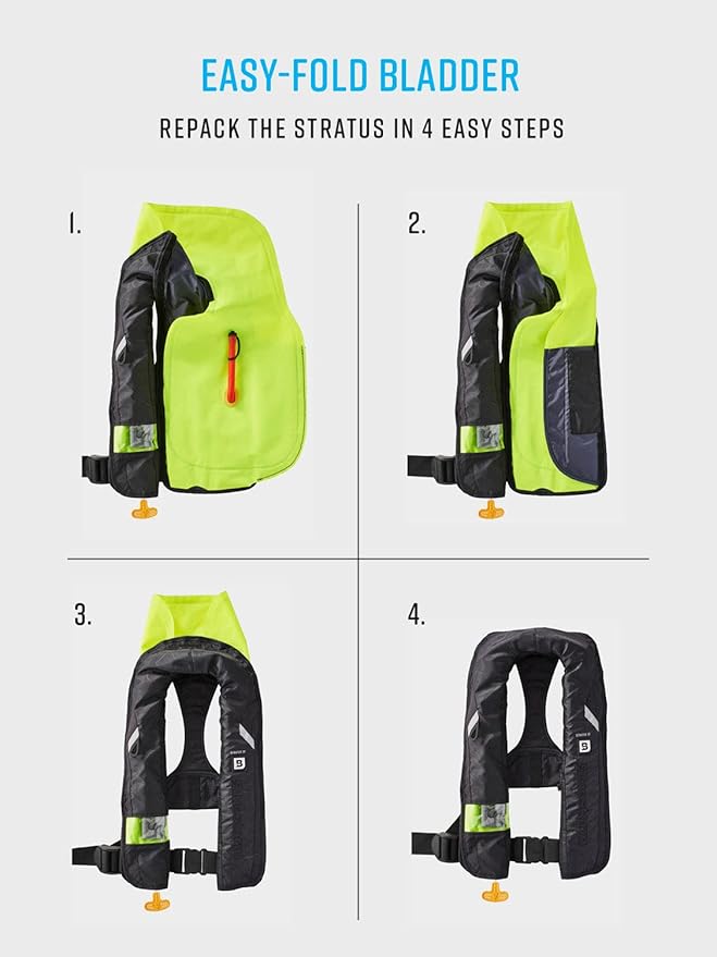 BLUESTORM Stratus 35 Inflatable Life Jacket PFD for Adults | US Coast Guard (USCG) Approved Automatic Self Inflating Life Vest Preserver with Manual Ripcord