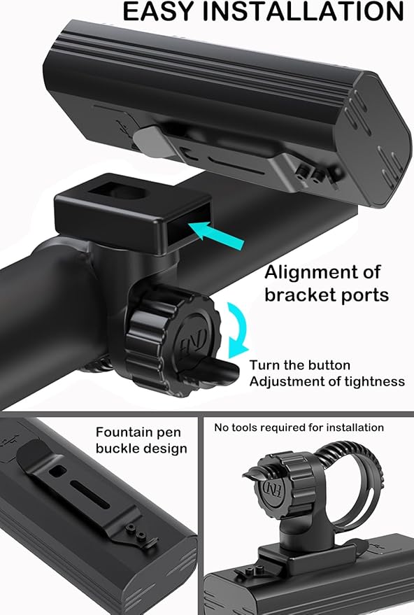 Bike Lights 6400 mAh USB C Rechargeable Bike Lights Set, Super Bright 3LED 3000LM Bicycle Light for Night Riding, Waterproof Bike Headlight and Tail Light Set Accessories for Road and MTB