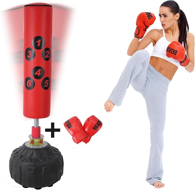Punching Bag with Stand - 70inch, 203lbs Bearing, Freestanding Heavy Boxing Bag for Adult Youth, Large Stable Base, Kickboxing Bags