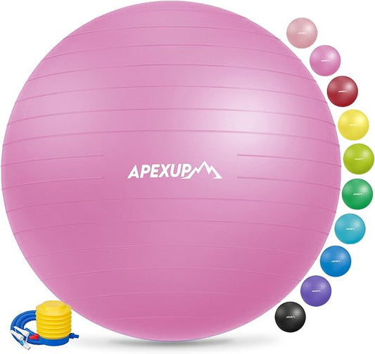 APEXUP Yoga & Pilates Ball - Anti Slip Heavy Duty Gym Ball for Fitness, Balance & Core Workout