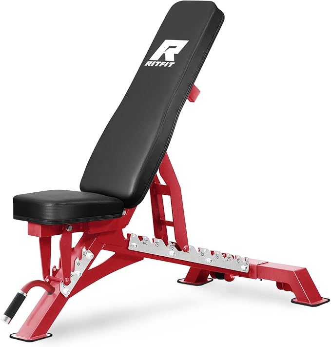 RITFIT Adjustable Weight Bench with Multiple Back Positions for Full Body Workouts, Incline, Decline, and Flat Settings for Home Gym Strength Training, 1300LB Capacity