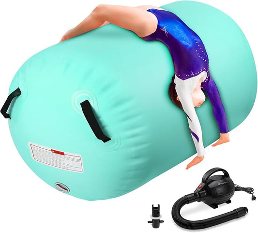 Inflatable Gymnastics Air Roller Set, Tumble Rolling Air Roller Gymnastics Barrel with Electric Pump for Kids Adults Home Outdoor Gymnastic Training Cheerleading Yoga