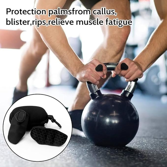 Anti-Slip Workout Grips - Weight Lifting Grips | 1 Pair Gym Hand Grip | Rubber Gym Grips | Silicone Dumbbell Bar Handle Grips | Ergonomic Palm Protection Gloves | Fingerless Workout Gloves for Adults