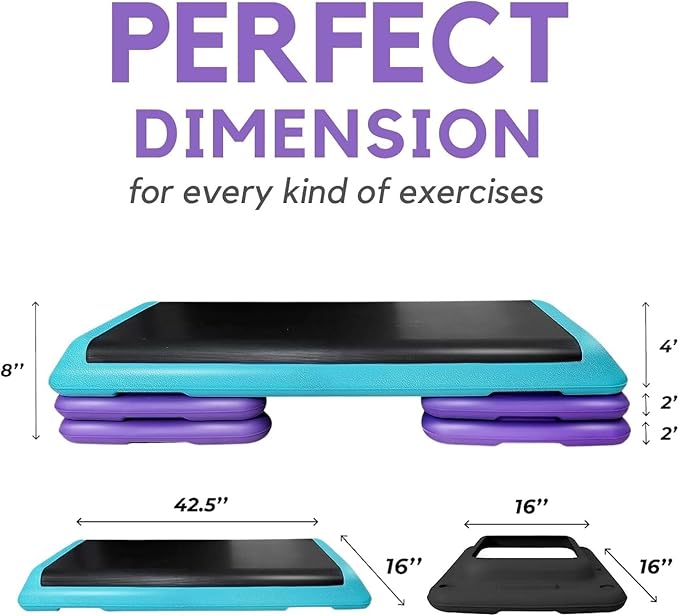 Yes4All Adjustable Workout Aerobic Exercise Step Platform Health Club Size with 4 Adjustable Risers Included and Extra Risers Options