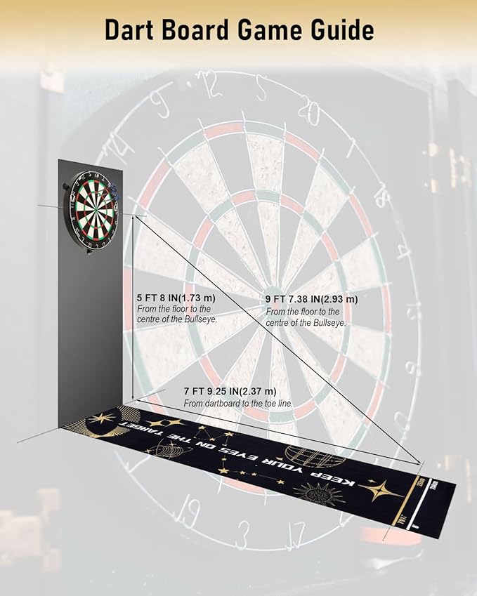 Professional Darts Mat with Oche Line System & Throw Lines – Premium Dart Mat for Floor Steeldart & Soft Darts | 260x60 cm | with Throwing Line - Ideal as a Gift