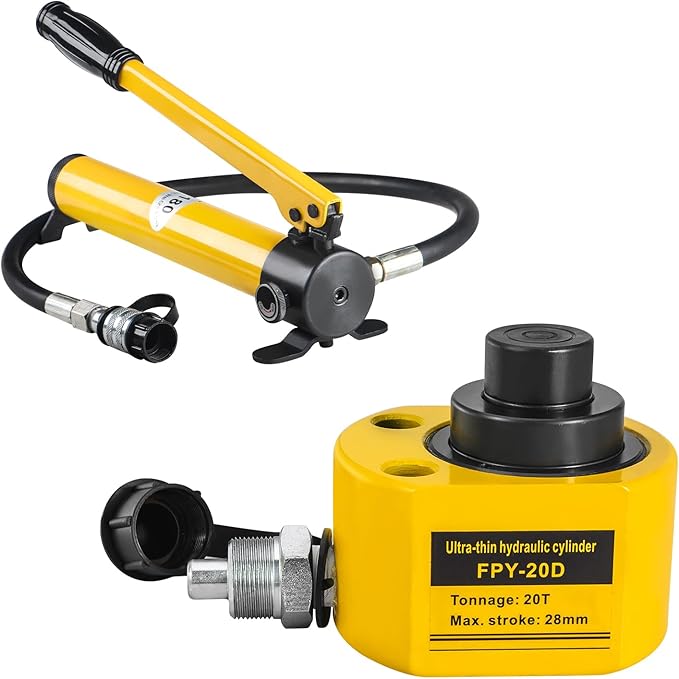 20T 1.2"/30mm Stroke Portable Hydraulic Cylinder Portable Low Profile Jack Sets Multi-Acting Porta Power Ram Jack Kits Lifting Cylinder with CP-180 Hydraulic Hand Pump