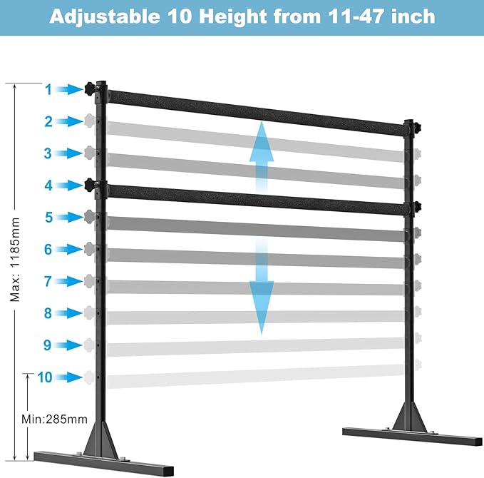 4FT/5FT/6FT Height Adjustable Freestanding Ballet Barre with Fabric Sleeve Portable Double Ballet Bar 350 lbs Capacity Heavy Duty Dance Barre for Home Workout, Stretch