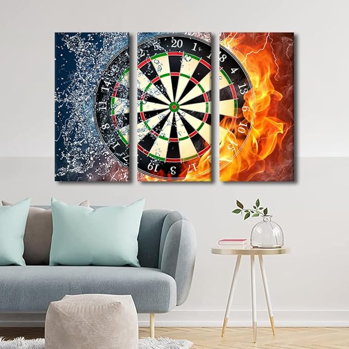 Dart Target Office Wall Art Canvas Darts Pictures Bullseye Wall Painting for Bedroom Wall Art for Living Room Contemporary Artwork Modern Home Posters Framed Wall Art Ready to Hang - 28"Wx42"H