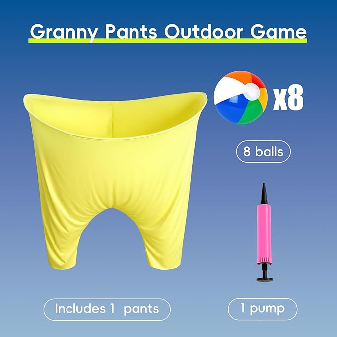 Granny Pants Yard Game,Granny Pants Outdoor Game for Adults with 8 Bouncy Balls and 1 Pump,Super Pants Challenge Games,Outdoor Party Games for Adults and Family Reunion Backyard Party