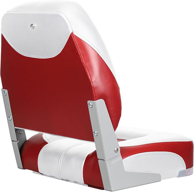 Two Tone Low Back Folding Boat Seat,White/Red