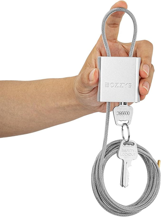 Adjustable Cable Locks with 3 Keys | L 6.56ft x D 1/6in Aluminum Steel Cable Padlock for Bikes, Gate, Lockers & Outdoor Gear | Keyed Different & Silver