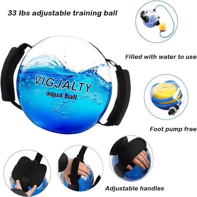 Heavy Duty Adjustable Aqua Bag - Durable Water Filled Training Aqua Bags for Strength Core & Full Body Workouts - Portable Fitness Equipment - Home Gym Outdoor Water Weights Sandbag Alternative