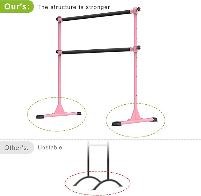 Dolibest Freestanding Ballet Bar, Height Adjustable Ballet Bar, Heavy Duty Dance Bar, with Non-Slip Rubber Pads, Enhanced Stability, Dance/Yoga/Fitness Stretching Bar, Ideal for Kids and Adults