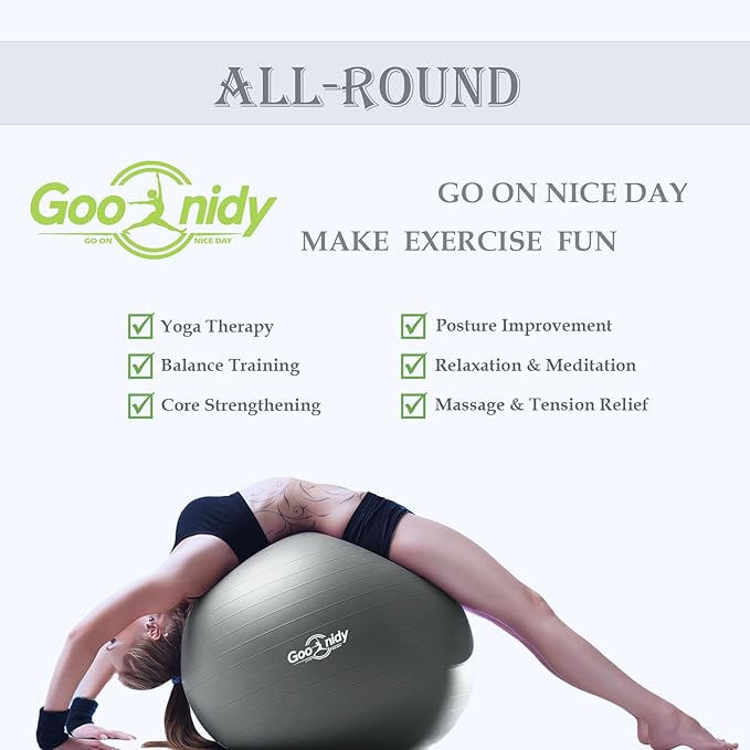 Soft Exercise ball, Anti-Burst Yoga Ball Chair Supports 2200lbs, Workout Equipment w/ Pump for Women Pregnancy, Medicine, Birthing, Physical Therapy, Stability, Excersing, Birth, Swiss, Fitness, Gym