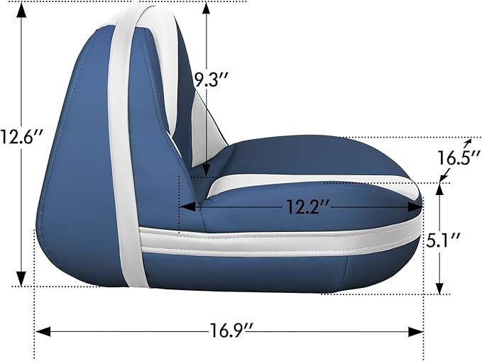 Lean Pro Casting Fishing Boat Seat High Back Bass Boat Seat, White/Blue