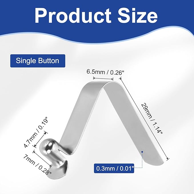 HARFINGTON Single Button Kayak Paddle Snap Spring Clip Spring Steel V-Shaped Hollow Lift Telescopic Locking Tube Pole Clips for Tent Camping