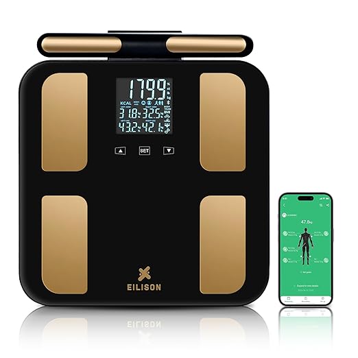 EILISON Smart Scale for Body Weight: 8-Electrode Precision Digital Bathroom Scale for Fat BMI 32 Muscle Body Composition Analyzer, Highly Accurate Weighing Machine, 400lbs (8 Electrode Black)