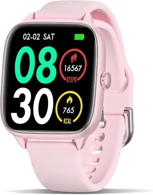 Health Fitness Tracker (Answer/Make Calls), Smart Watch with 24/7 Heart Rate Monitor, Activity Tracker with Blood Pressure, Blood Oxygen, 120+ Sport Modes Sleep Tracker for Women Men (Pink)