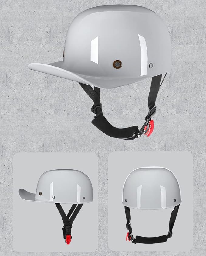 Vintage Retro Open Face Motorcycle Helmet Baseball Cap Half Helmets Men Women for Moped Cap Jet Scooter Street Cruiser - DOT Certified