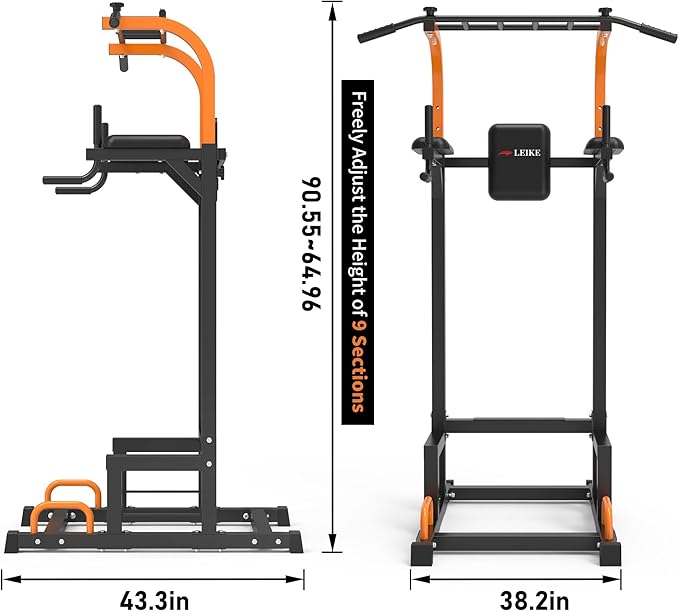 leikefitness Multifunction Power Tower Exercise Equipment,Pull Up Dip Station,Height Adjustable for Home Gym Strength Training Fitness Equipment,Dip Stands,Pull Up Bars,Push Up Bars,VKR