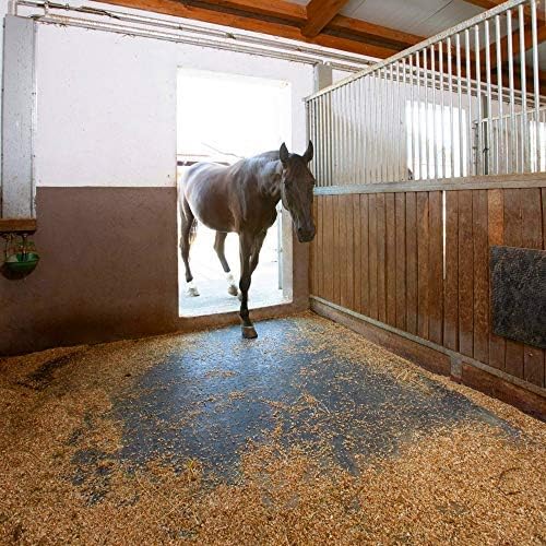 American Floor Mats - Heavy Duty Horse Mats - Slip Resistant, Black, 10' x 10' Set (25 Tiles Total, 0.375" Thick)
