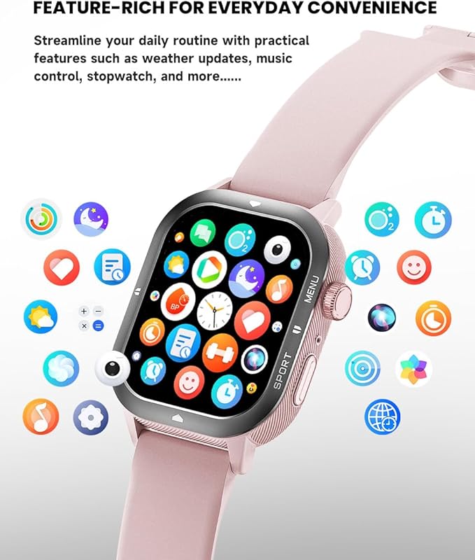 2025 Sports Smart Watch for Men & Women - 1.93” HD Display, Bluetooth Call (BT 5.4), 100+ Sports Modes, Heart Rate & Sleep Monitor, IP67 Waterproof Fitness Tracker, Pedometer, Da Fit App, (Pink)