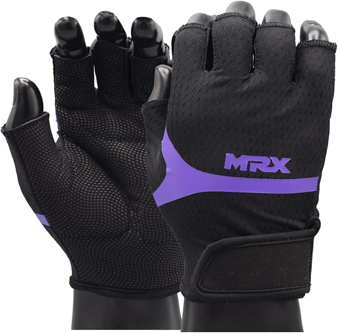 MRX Weight Lifting Gloves for Women Breathable Workout Gloves Anti Slip Padded Shock-Absorbing Extra Grip Palm Protection Half Finger Exercise Gloves for Gym, Cycling, Training, Weightlifting