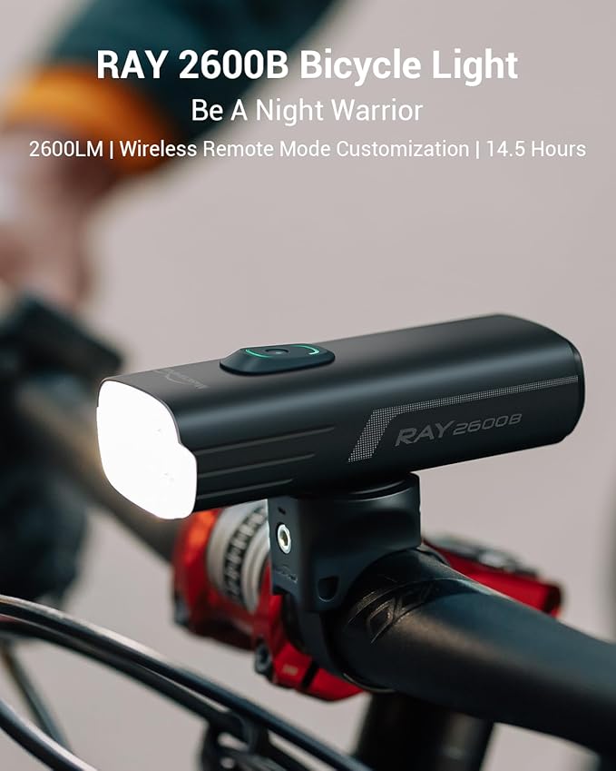 MagicShine Bicycle Light RAY 1600B/RAY 2600B,USB-C Fast Charging IPX6 Waterproof,Equipped with Two High-Power LEDs Bike Headlight