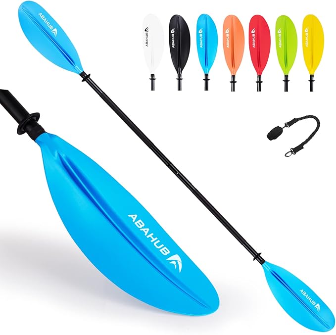 Abahub Kayak Paddle, 90.5 Inches Kayaking Oars for Boating, Canoeing with Free Paddle Leash, Aluminum Alloy Shaft Black/Blue/Green/Orange/Yellow Plastic Blades