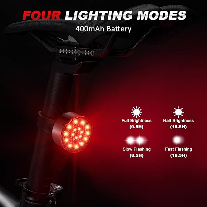 Ascher USB Rechargeable LED Bike Tail Lights 2 Pack, Bright Bicycle Cycling Rear Light, 4 Light Mode Options Safety Bike Light for Adults Kids Men Women Road Mountain(2 USB Cables Included)