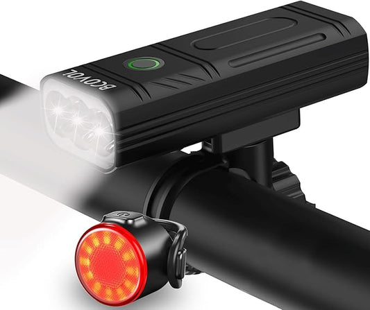 Bike Lights 6400 mAh USB C Rechargeable Bike Lights Set, Super Bright 3LED 3000LM Bicycle Light for Night Riding, Waterproof Bike Headlight and Tail Light Set Accessories for Road and MTB