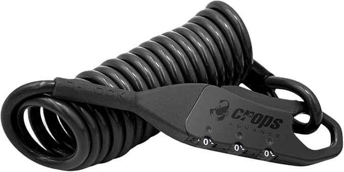 Bike Lock Cable, Q5-COCON 6ft Black, 3-Digit Resettable Combination Cable Lock, Compact Design, Easy to Carry, Bicycle Lock Cable