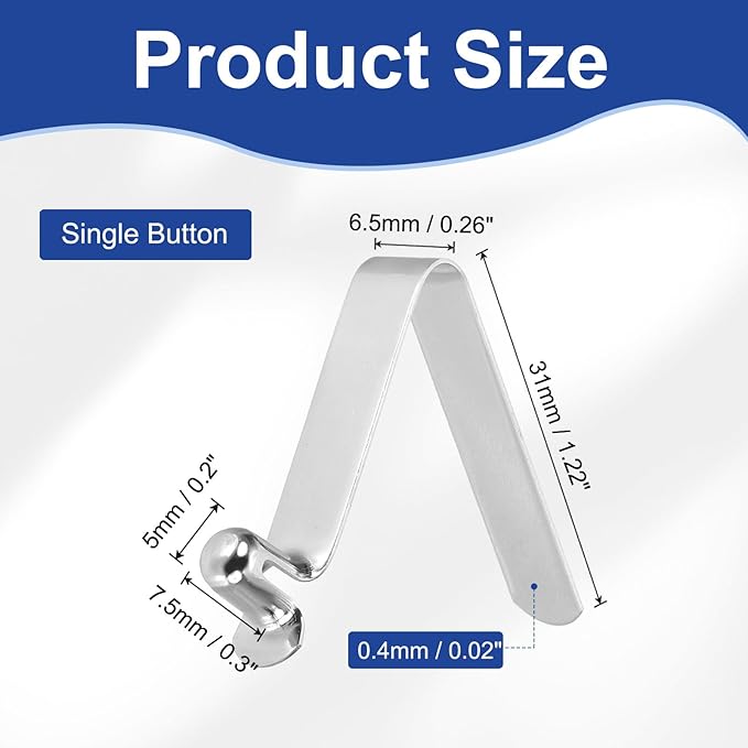 HARFINGTON Single Button Kayak Paddle Snap Spring Clip Spring Steel V-Shaped Hollow Lift Telescopic Locking Tube Pole Clips for Tent Camping