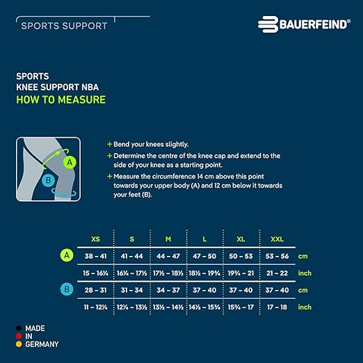 Bauerfeind Sports Knee Support NBA - Officially Licensed Basketball Knee Brace - Relief and Stabilization - Targeted Compression - Lightweight & Durable - Black, Large
