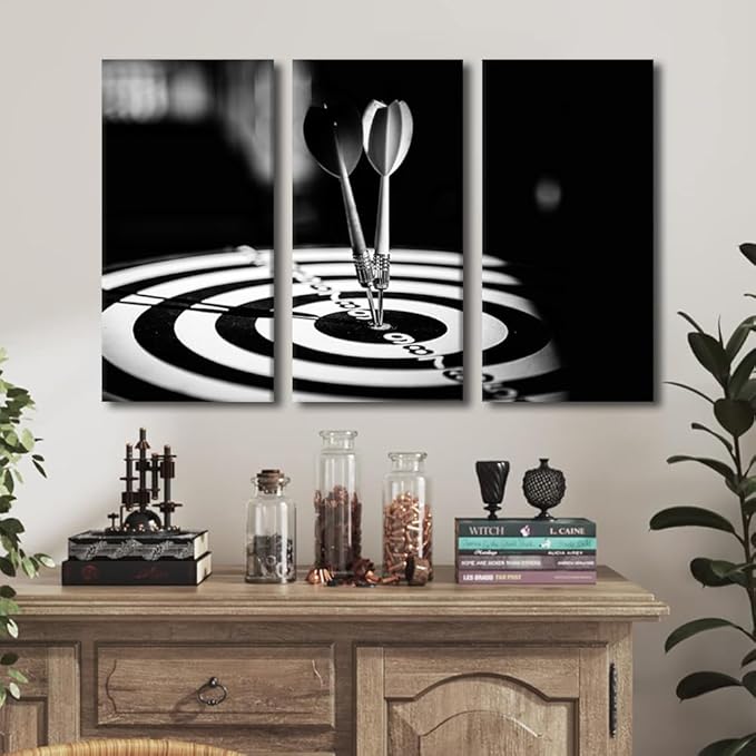 Wall Art Shooting Target Office Modern Wall Art Dart Hits the Bullseye Picture Contemporary Artwork Print On Canvas Positive Bedroom Wall Art Pictures for Living Room Framed Ready to Hang, 40"Wx60"H