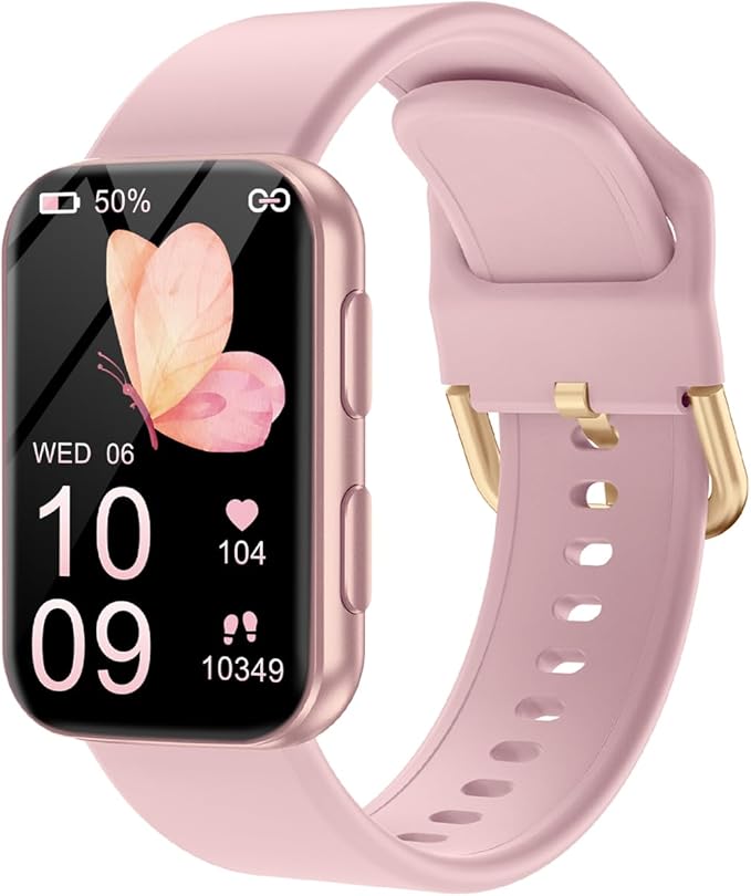 MorePro Health Fitness Tracker with Blood oxy-gen Monitor and 24/7 Heart Rate and Blood Pressure, Sleep Monitor, 120+ Sport Modes Waterproof Fitness Watch for Women Men Android iOS, Pink