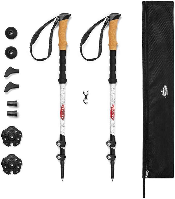 Cascade Mountain Tech Trekking Poles - Carbon Fiber Walking or Hiking Sticks with Quick Adjustable Locks