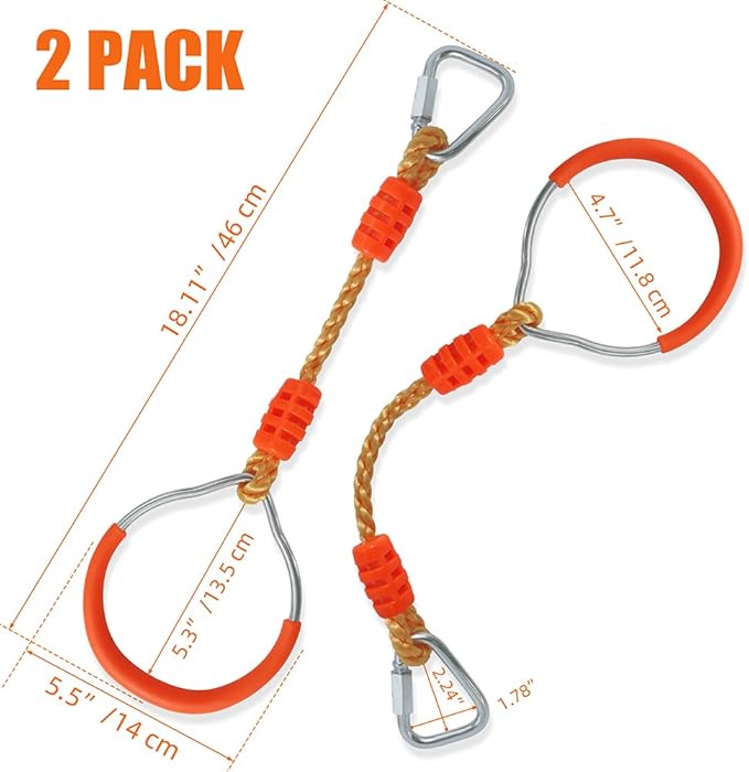 Ninja Ring Fitness Gymnastic Ring Climbing Bar Workout Outdoor Backyard Playground Training Equipment Play Set, Jungle Gym Fist Hanging Swing Monkey Bars Ninja Warrior Obstacle Course Trapeze Playsets