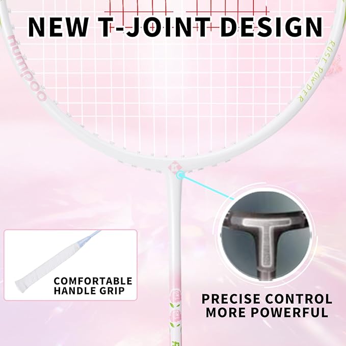 Badminton Racket Carbon Fiber, Badminton Racquet Set with Cover, Badminton Professional Racket Durable for Beginners Outdoor Games Gym