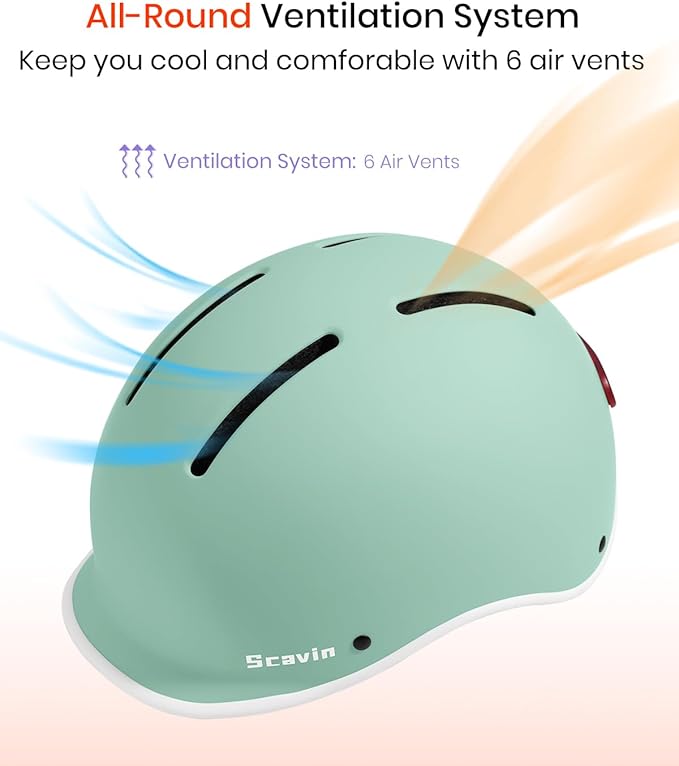 Bike Helmet for Adult: Bicyle Helmet with EPS Foam Interior for Men & Women, Adjustable Cycling Helmet with LED Light Safety Certified for Commuting