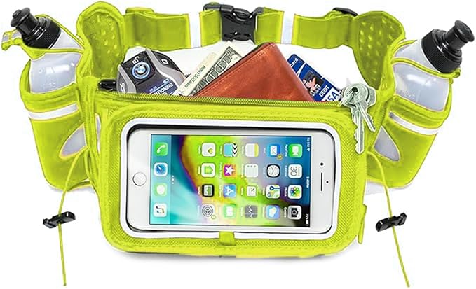 No.1 Hydration Belt by Runtasty - Premium Running Fuel Belt w/2 BPA-Free 10 oz Water Bottles, Tilt-Up Pocket w/Touchscreen-Ready Cover - Fits All iPhones, Runners Ebook & No-Bounce Design