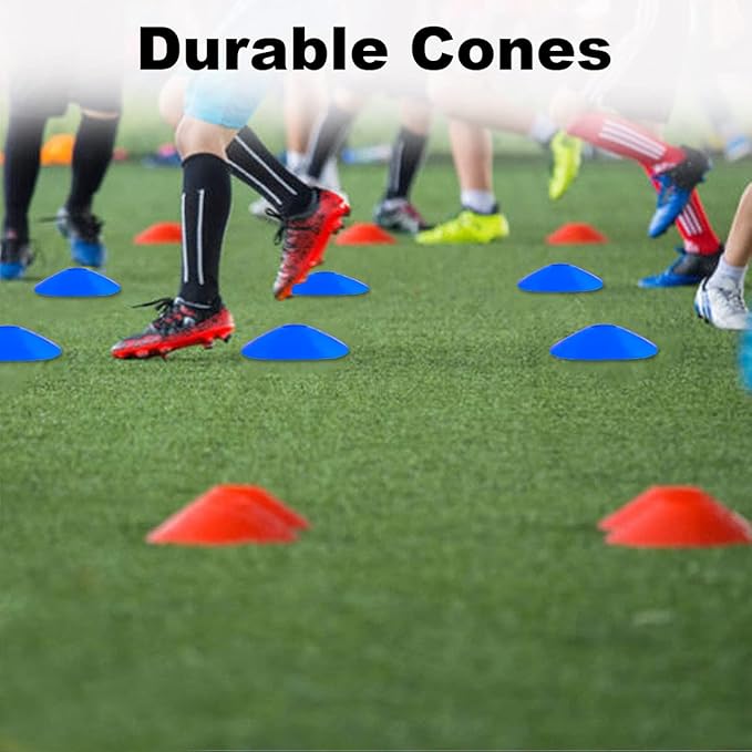 60PCS Soccer Cones with Strap Carry Bag Agility Disc Cones Soccer Training Cones, Field Marker Sport Training Cones for Challenge Football Basketball Skating Kids Games Outdoor Indoor