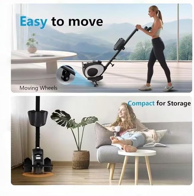 Magnetic Rowing Machine for Home Use Foldable Rower with 8-Level Adjustable Resistance, Quiet Design, LCD Monitor Tablet Holder, Full Body Workout, Supports 265 lbs